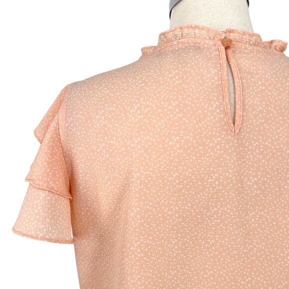 Adrianna Papell Ruffle Flutter Sleeve Blouse Peach Pink Size Large - Picture 7 of 12